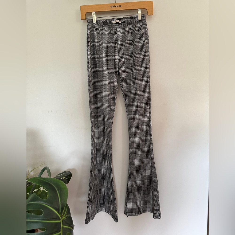 Flared plaid pants